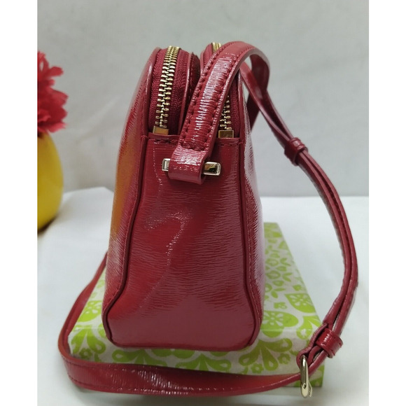 Kate Spade New York Red Patent Leather Zipper Closure Crossbody Bag - Picture 3 of 16
